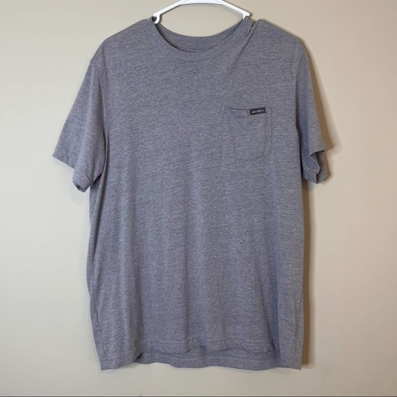 Eddie Bauer Other - Eddie Bauer Light Gray Medium Pocket Short Sleeve Cotton Shirt
